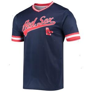 Boston Red Sox Stitches Cooperstown Collection V-Neck Team Color Jersey - Navy/Red