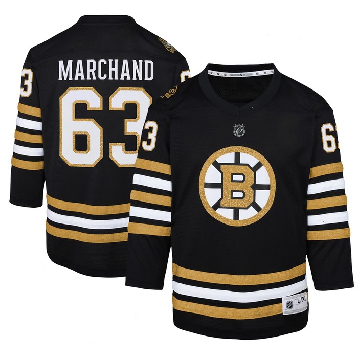 Brad Marchand Boston Bruins Youth 100th Anniversary Replica Player Jersey - Black