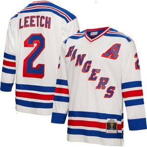 Brian Leetch New York Rangers Mitchell & Ness 1993/94 Alternate Captain Patch Blue Line Player Jersey - White