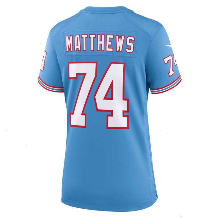 Bruce Matthews Tennessee Titans Nike Women's Oilers Throwback Retired Player Game Jersey - Light Blue