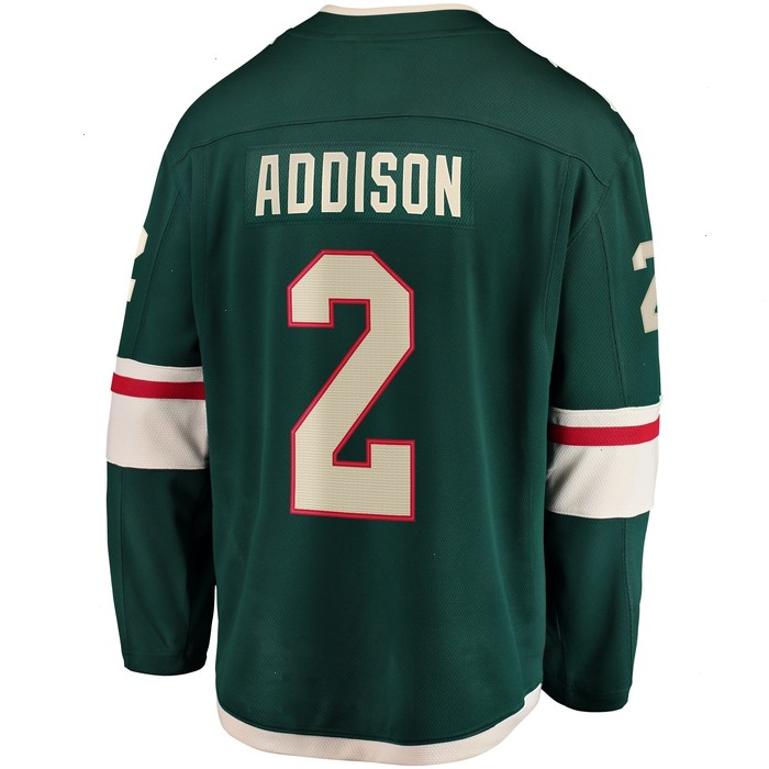 Calen Addison Minnesota Wild Fanatics Branded Home Breakaway Player Jersey - Green