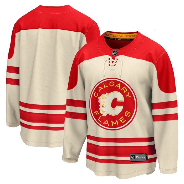 Calgary Flames Fanatics Branded 2023 NHL Heritage Classic Premier Breakaway Jersey – Cream