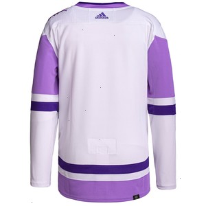 Calgary Flames adidas Hockey Fights Cancer Primegreen Authentic Blank Practice Jersey - White/Purple