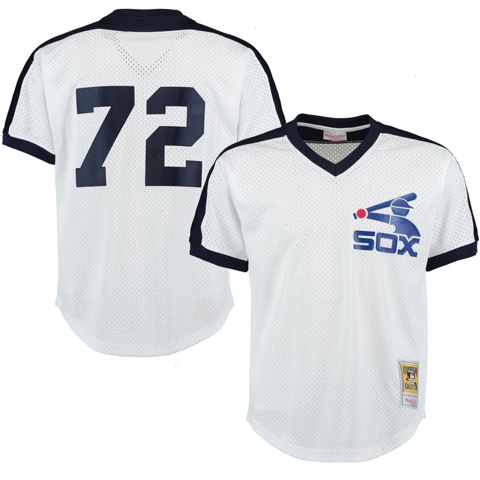 Carlton Fisk Chicago White Sox Mitchell & Ness Cooperstown Mesh Batting Practice Jersey - White