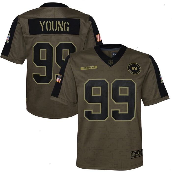 Chase Young Washington Football Team Nike Youth 2021 Salute To Service Game Jersey - Olive