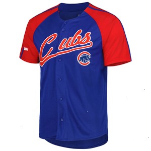 Chicago Cubs Stitches Button-Down Raglan Fashion Jersey - Royal