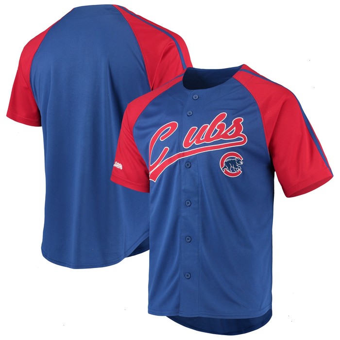 Chicago Cubs Stitches Button-Down Raglan Replica Jersey - Royal