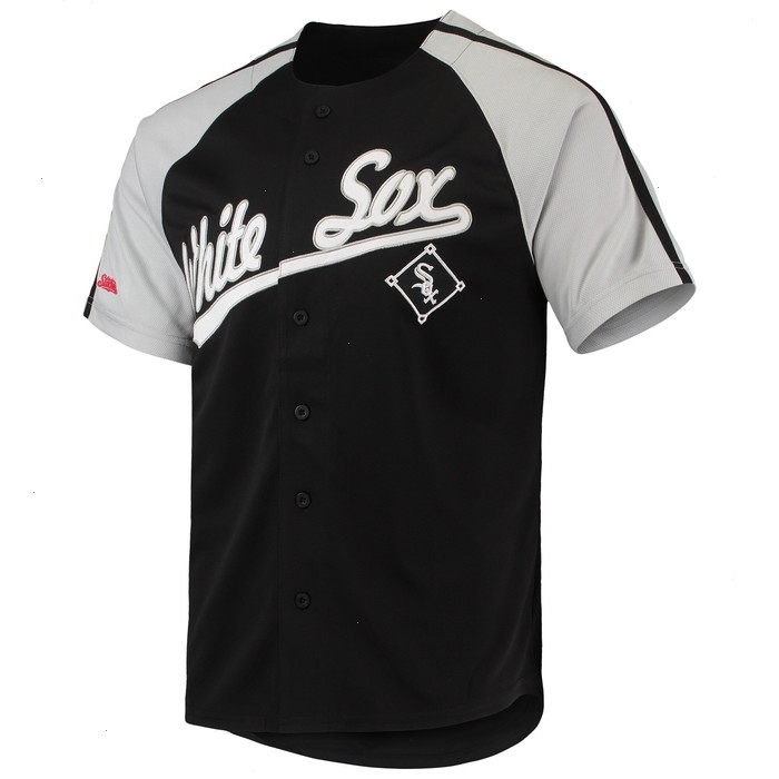 Chicago White Sox Stitches Button-Down Raglan Replica Jersey - Black