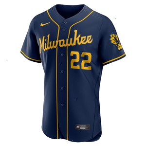 Christian Yelich Milwaukee Brewers Nike 50th Season Alternate Authentic Player Jersey - Navy