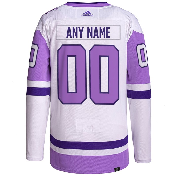 Columbus Blue Jackets adidas Hockey Fights Cancer Primegreen Authentic Custom Jersey - White/Purple