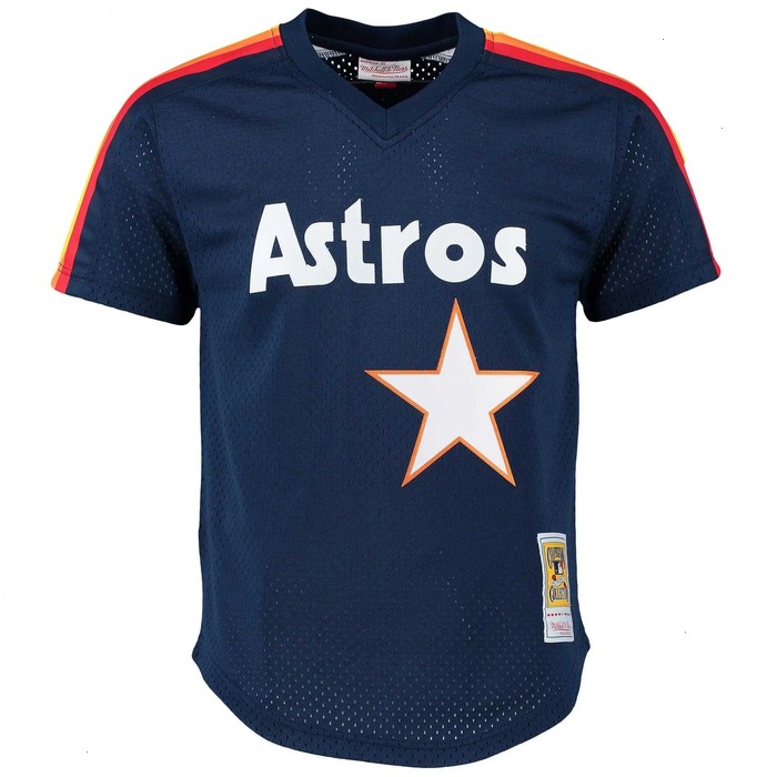 Craig Biggio Houston Astros Mitchell & Ness 1991 Cooperstown Collection Mesh Pullover Jersey - Navy