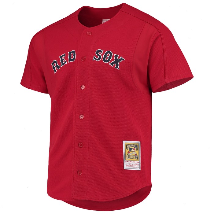 David Ortiz Boston Red Sox Mitchell & Ness Cooperstown Collection Mesh Batting Practice Button-Up Jersey - Red