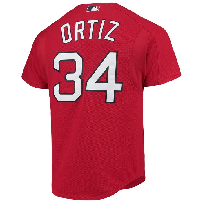 David Ortiz Boston Red Sox Mitchell & Ness Cooperstown Collection Mesh Batting Practice Button-Up Jersey - Red