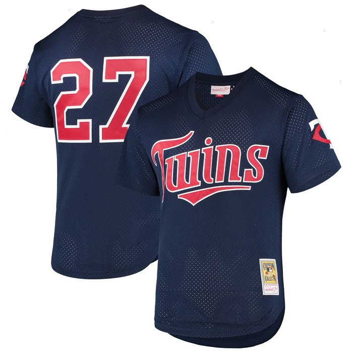 David Ortiz Minnesota Twins Mitchell & Ness 2002 Cooperstown Collection Mesh Batting Practice Jersey - Navy