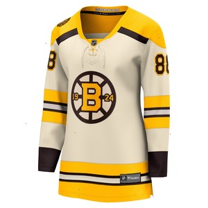 David Pastrnak Boston Bruins Fanatics Branded Women's 100th Anniversary Premier Breakaway Player Jersey - Cream