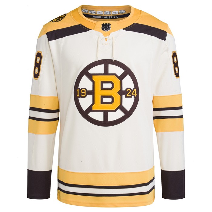 David Pastrnak Boston Bruins adidas Primegreen Authentic Pro Player Jersey - Cream