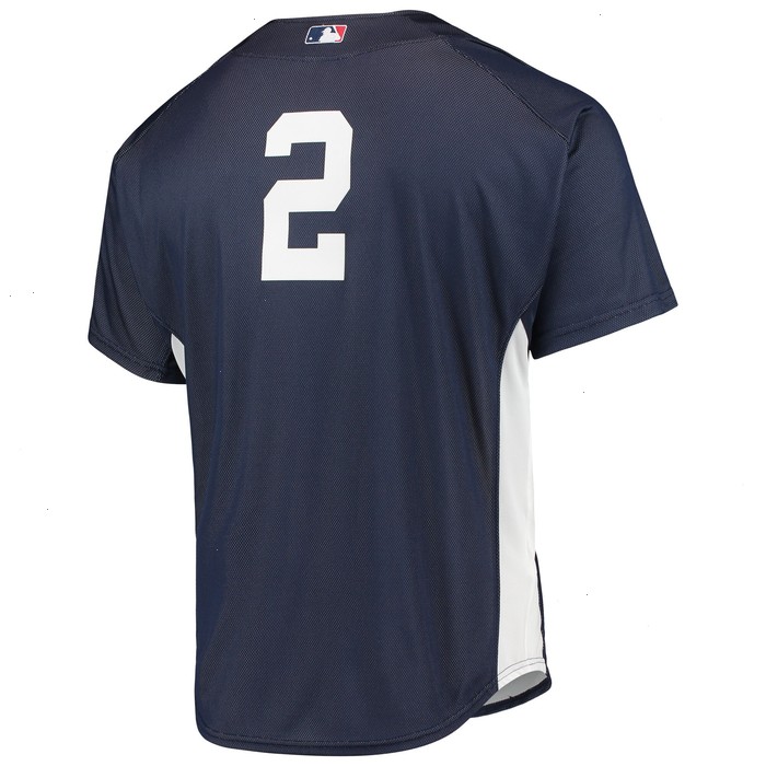 Derek Jeter New York Yankees Mitchell & Ness Cooperstown Collection Mesh Batting Practice Button-Up Jersey - Navy