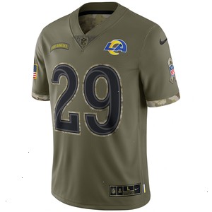 Eric Dickerson Los Angeles Rams 2022 Salute To Service Retired Player Limited Jersey - Olive