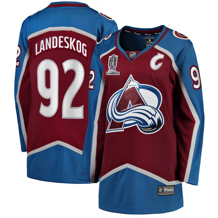 Gabriel Landeskog Colorado Avalanche Women's Home 2022 Stanley Cup Champions Breakaway Player Jersey - Burgundy