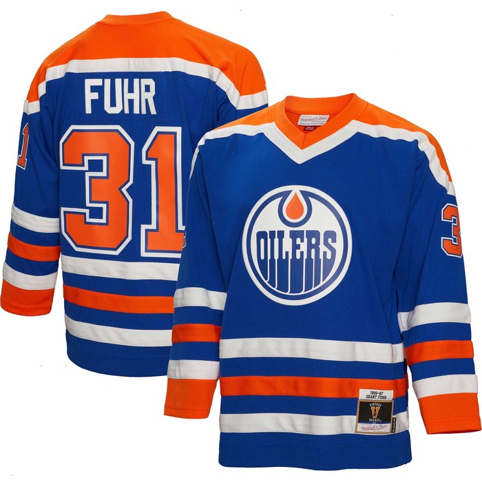 Grant Fuhr Edmonton Oilers Mitchell & Ness 1986/87 Blue Line Player Jersey - Royal