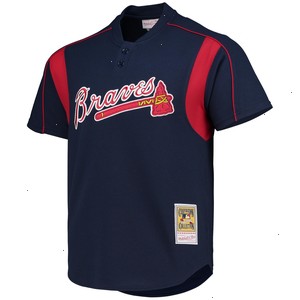 Greg Maddux Atlanta Braves Mitchell & Ness Cooperstown Collection Mesh Batting Practice Button-Up Jersey - Navy