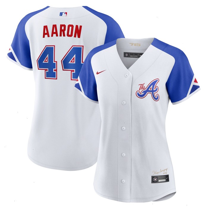 Hank Aaron Atlanta Braves Nike Women's 2023 City Connect Replica Player Jersey - White