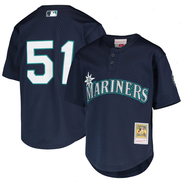 Ichiro Suzuki Seattle Mariners Mitchell & Ness Youth Cooperstown Collection Mesh Batting Practice Jersey - Navy