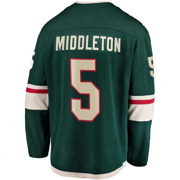 Jake Middleton Minnesota Wild Fanatics Branded Home Breakaway Player Jersey - Green