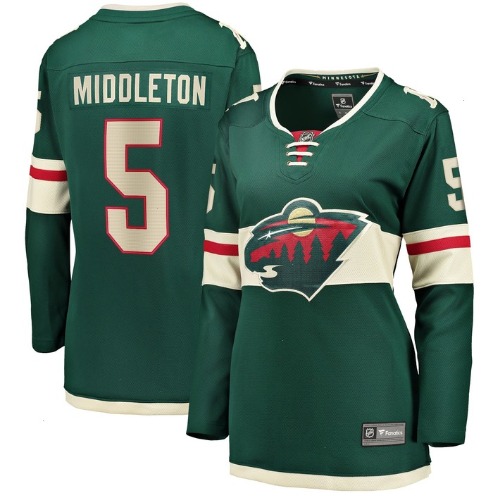 Jake Middleton Minnesota Wild Fanatics Branded Women's Home Breakaway Player Jersey - Green