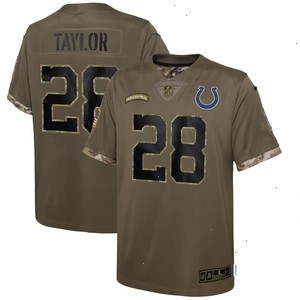 Jonathan Taylor Indianapolis Colts Nike Youth 2022 Salute To Service Player Limited Jersey - Olive