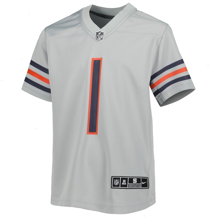 Justin Fields Chicago Bears Nike Youth Inverted Game Jersey - Gray