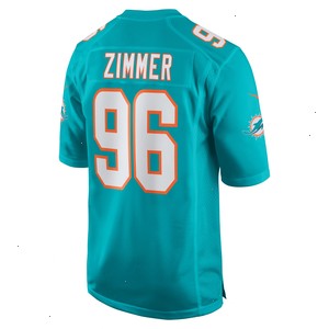 Justin Zimmer Miami Dolphins Nike Home Game Player Jersey - Aqua