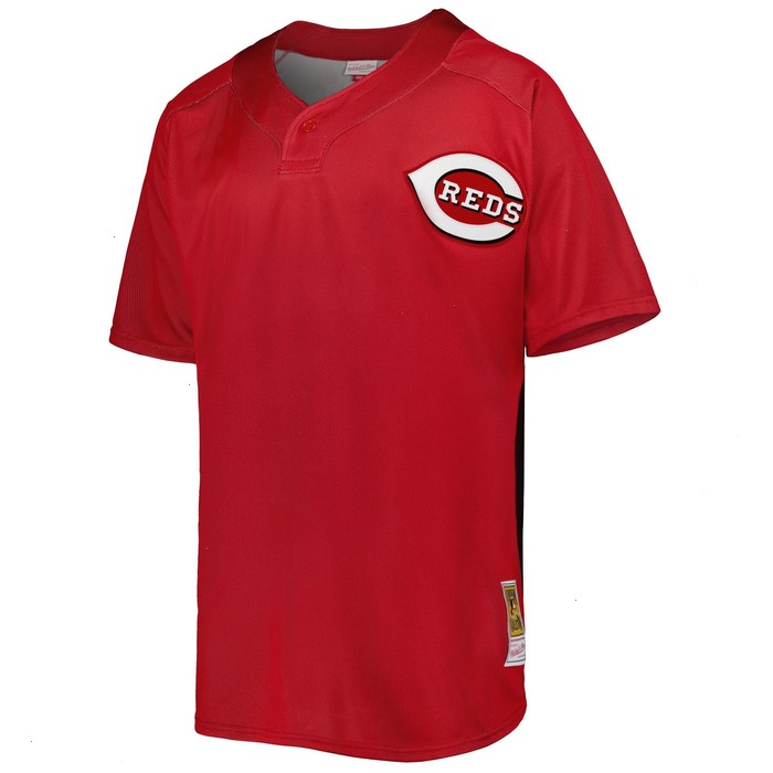 Ken Griffey Jr. Cincinnati Reds Mitchell & Ness Cooperstown Collection Mesh Batting Practice Button-Up Jersey - Red