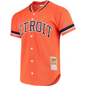 Kirk Gibson Detroit Tigers Mitchell & Ness Cooperstown Collection Mesh Batting Practice Button-Up Jersey - Orange