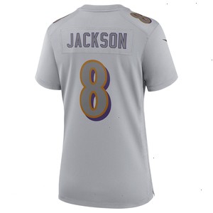 Lamar Jackson Baltimore Ravens Nike Women's Atmosphere Fashion Game Jersey - Gray