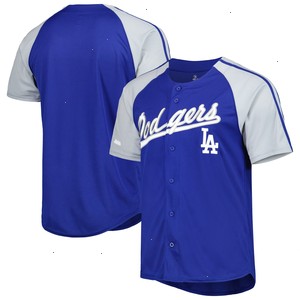 Los Angeles Dodgers Stitches Button-Down Raglan Fashion Jersey - Royal