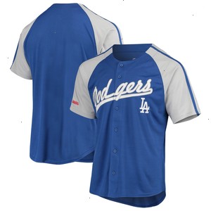 Los Angeles Dodgers Stitches Button-Down Raglan Replica Jersey - Royal