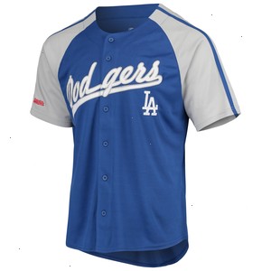 Los Angeles Dodgers Stitches Button-Down Raglan Replica Jersey - Royal