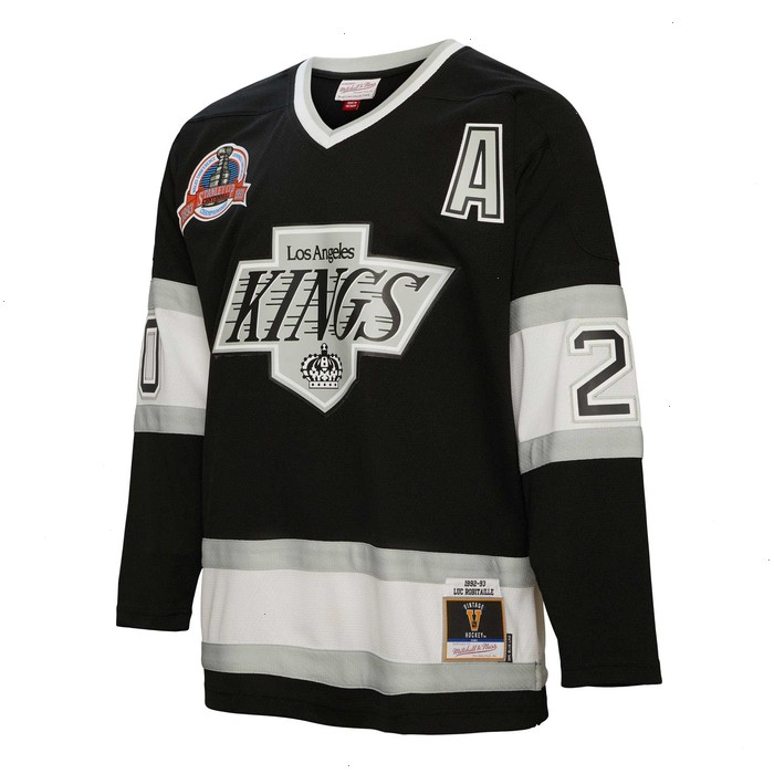 Luc Robitaille Los Angeles Kings Mitchell & Ness 1992/93 Alternate Captain Patch Blue Line Player Jersey - Black