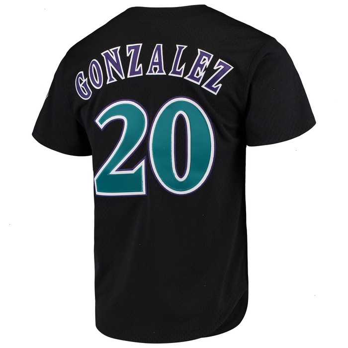 Luis Gonzalez Arizona Diamondbacks Mitchell & Ness Cooperstown Collection Mesh Batting Practice Button-Up Jersey - Black