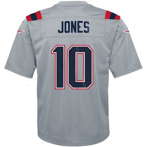 Mac Jones New England Patriots Nike Youth Inverted Game Jersey - Gray