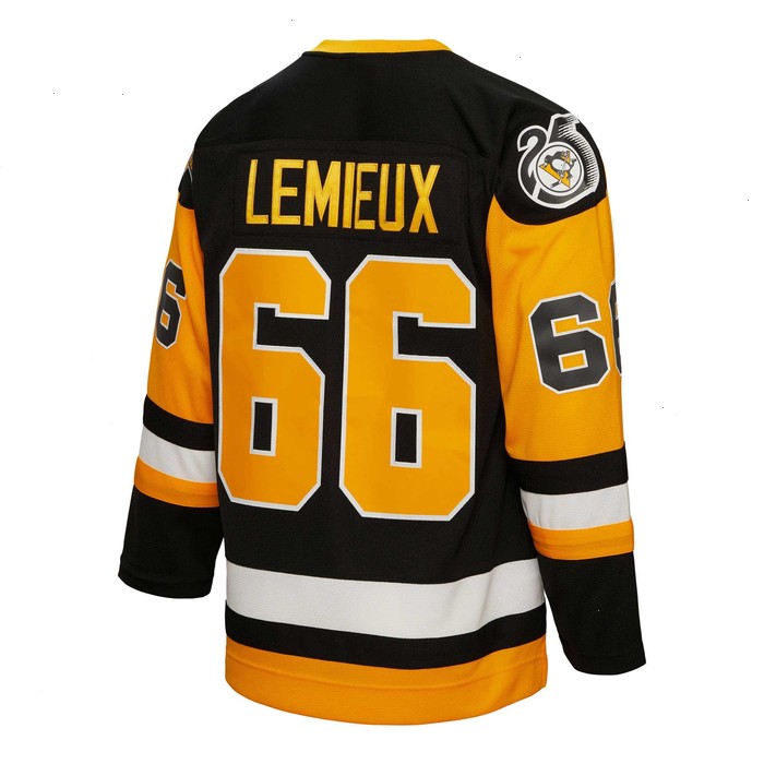 Mario Lemieux Pittsburgh Penguins Mitchell & Ness Big & Tall 1991 Captain Patch Blue Line Player Jersey - Black