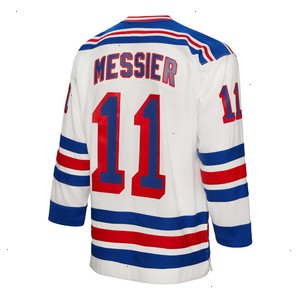 Mark Messier New York Rangers Mitchell & Ness 1993/94 Captain Patch Blue Line Player Jersey - White