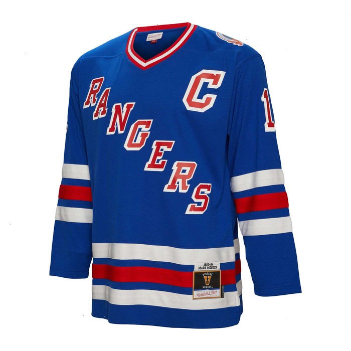 Mark Messier New York Rangers Mitchell & Ness Big & Tall 2015 Captain Patch Blue Line Player Jersey - Blue