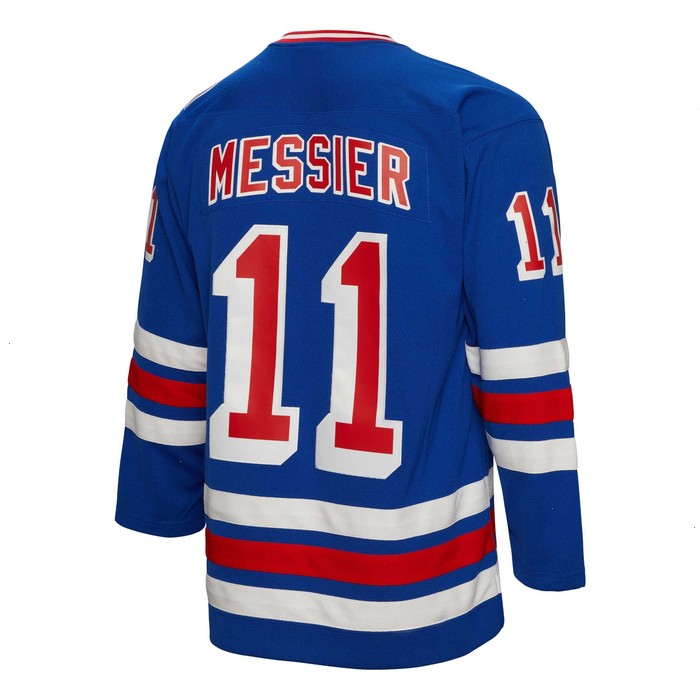 Mark Messier New York Rangers Mitchell & Ness Big & Tall 2015 Captain Patch Blue Line Player Jersey - Blue