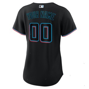 Miami Marlins Nike Women's Alternate Custom Replica Jersey - Black