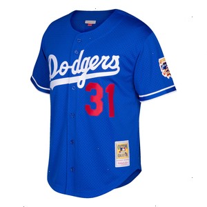 Mike Piazza Los Angeles Dodgers Mitchell & Ness Cooperstown Collection Mesh Batting Practice Button-Up Jersey - Royal