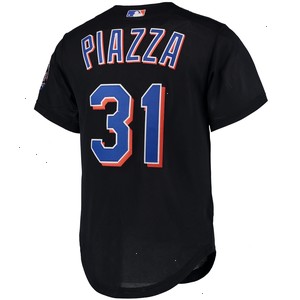 Mike Piazza New York Mets Mitchell & Ness Cooperstown Collection Mesh Batting Practice Button-Up Jersey - Black