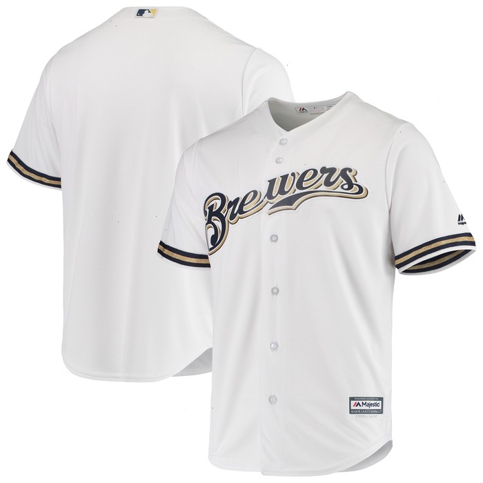 Milwaukee Brewers Majestic Home Official Cool Base Jersey - White