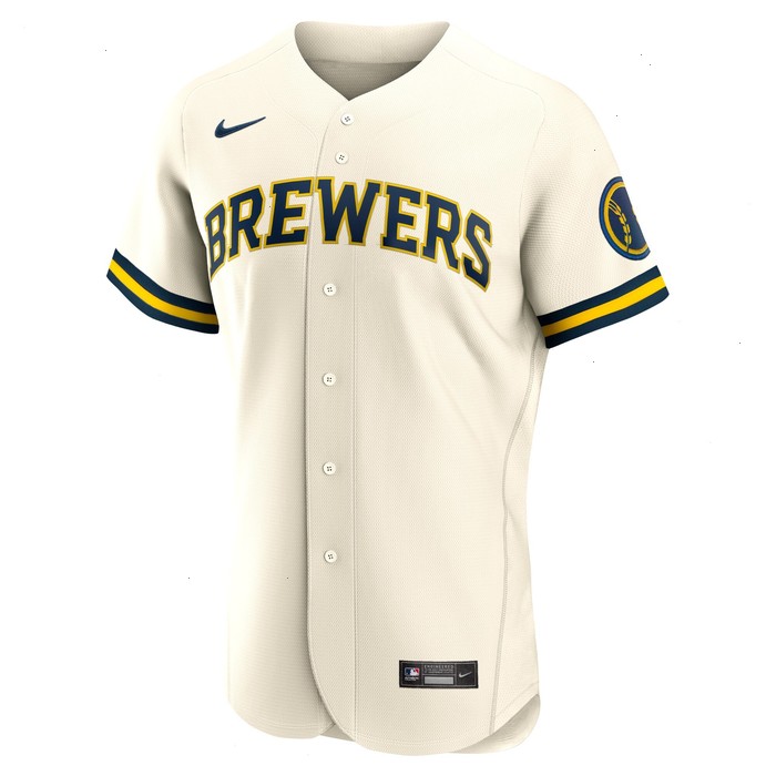 Milwaukee Brewers Nike Home Authentic Team Logo Jersey - Cream